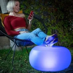 INNOVAGOODS Sittsäckar>Uppblåsbar stol - - Rund - LED - Vattentålig - Bärbar