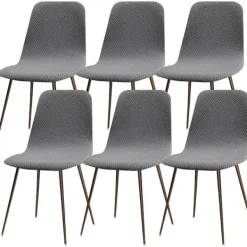 Stolar>Utdragbar stolsöverdrag 6-pack, modernt tvättbart matstolsöverdrag universellt köksstolsöverdrag köksdekorationer, grå