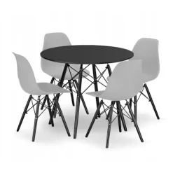 Valora Matgrupper>KOVA 80 Bordsset Modern Svart Rund Matsal x4