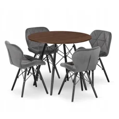 Valora Matgrupper>KOVA 80 Rundt askbordsset med 4 WAKO grå stolar