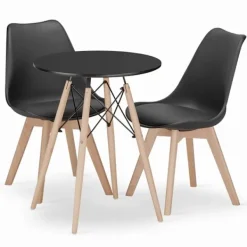 Valora Matgrupper>KOVA 60 Runt Bord med 2 RIXK Svarta Stolar Set