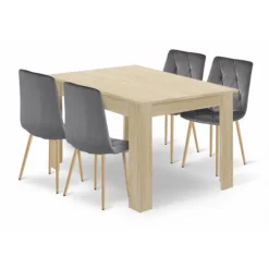 Valora Matgrupper>NP Bordsset med 4 grå TYRA-stolar - Sonoma Oak 120x80