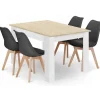 Valora Matgrupper>Rektangulärt bordsset med 4 RIXK svarta stolar - Sonoma ek