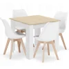 Valora Matgrupper>SET MED KVADRATISKT BORD 80X80 Sonoma Ek + 4 RIKX Vita Stolar x4