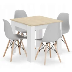 Valora Matgrupper>SET MED KVADRATISKT BORD 80X80 Sonoma Ek + 4 Osaka Stolar Grå x4