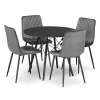 Valora Matgrupper>SET MED RUNDBORD KOVA 80 Svart + 4 Stolar Turin Mörkgrå