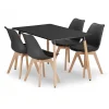Valora Matgrupper>YURO Rektangulärt bordsset med 4 RIXK svarta stolar 120x80 cm