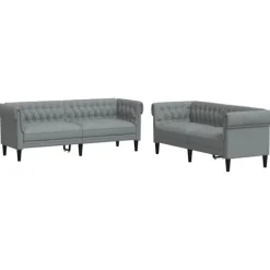 vidaXL Soffor>Vardagsrumsoffa 2 pcs Ljusgrå tyg