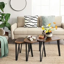 Pavil Småbord>Vasagle häckande soffbord, 3 -ändbord för vardagsrum, sidobord, brun och svart