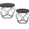 Pavil Småbord>Vasagle runda soffbord, uppsättning av två sidobord, modern stil, svart