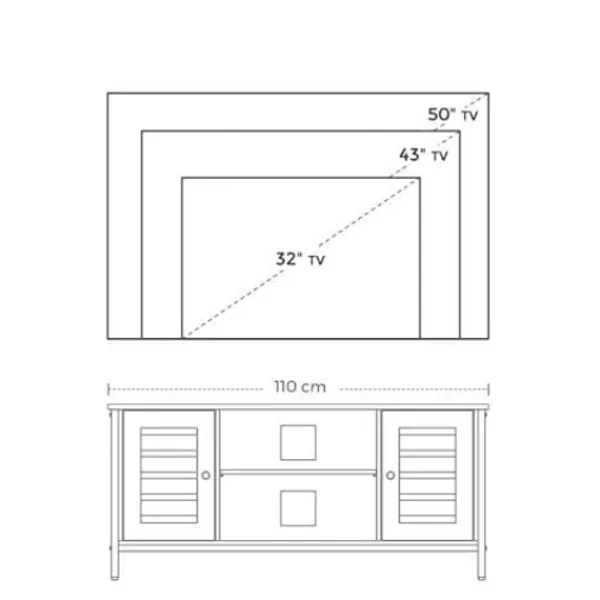 Pavil Tv-Bänkar>VASAGLE TV-bänk, TV-konsolenhet med hyllor, skåp, rustikt brunt och svart
