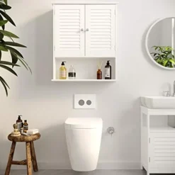 Pavil Skåp>Vasagle väggskåp, hängande badrumsförvaringsskåp, medicinskåp, vit