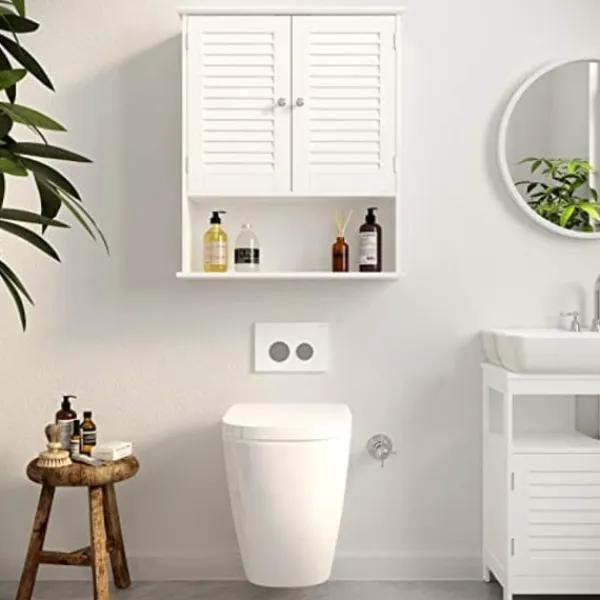 Pavil Skåp>Vasagle väggskåp, hängande badrumsförvaringsskåp, medicinskåp, vit