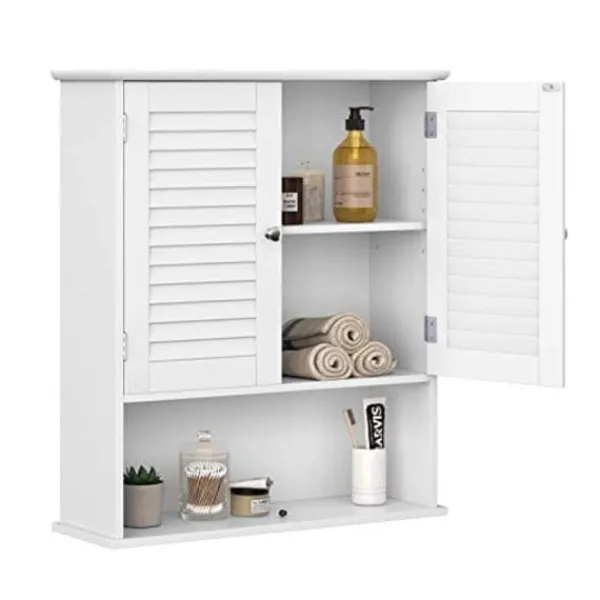 Pavil Skåp>Vasagle väggskåp, hängande badrumsförvaringsskåp, medicinskåp, vit