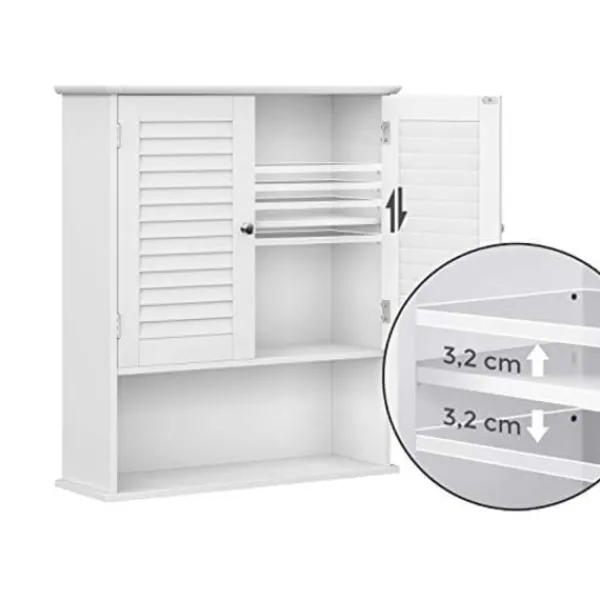 Pavil Skåp>Vasagle väggskåp, hängande badrumsförvaringsskåp, medicinskåp, vit