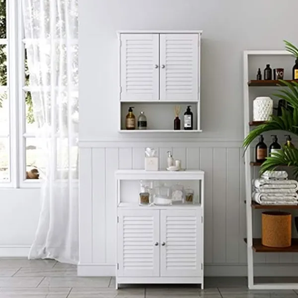 Pavil Skåp>Vasagle väggskåp, hängande badrumsförvaringsskåp, medicinskåp, vit