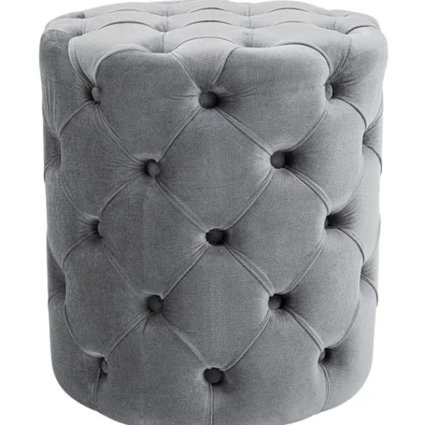 BellaFurn Sittpuffar>Velvet Pouf Chesterfield - fotpall, fotpall - Elegant & lätt att rengöra, grå, M