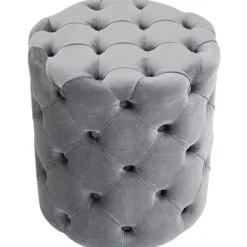 BellaFurn Sittpuffar>Velvet Pouf Chesterfield - fotpall, fotpall - Elegant & lätt att rengöra, grå, M