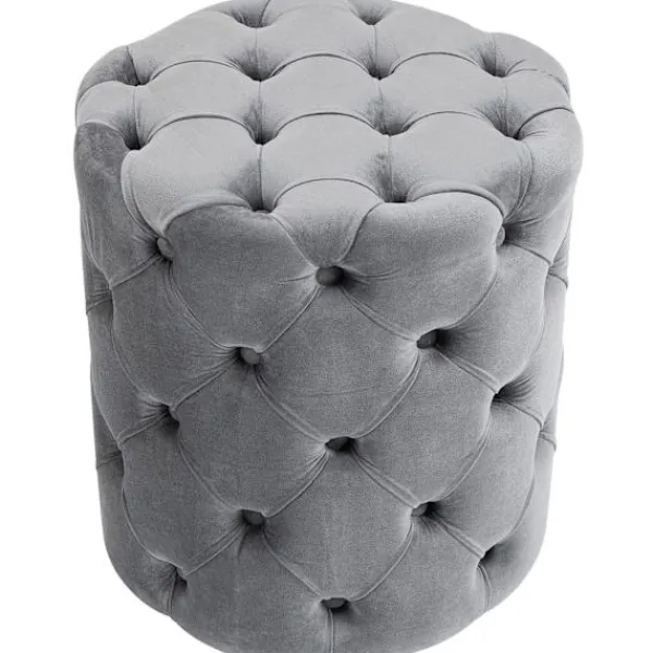BellaFurn Sittpuffar>Velvet Pouf Chesterfield - fotpall, fotpall - Elegant & lätt att rengöra, grå, M