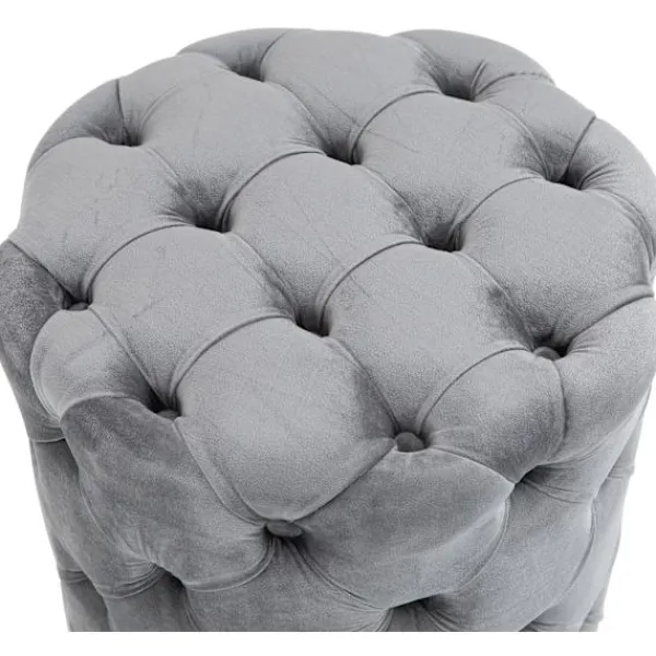 BellaFurn Sittpuffar>Velvet Pouf Chesterfield - fotpall, fotpall - Elegant & lätt att rengöra, grå, M