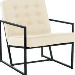 BellaFurn Fåtöljer>Velvet solstol, lyxig avslappnad stol, metallram - Stylish Bekväm sittplats Färg: Kräm