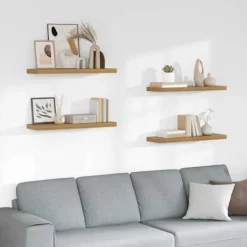 vidaXL Hyllor>Vägg hylla 4 pcs Brun 90 x 23,5 x 4 cm Konstruerat trä