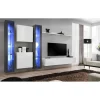 AC-DÉCO Tv-Bänkar>Väggenhet - Switch XVI - 2 LED-montrar - 2 fyrkantiga montrar - 1 TV-bänk - 1 hylla - Vit och grafit - Modell 2
