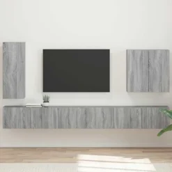 vidaXL Tv-Bänkar>Väggmonterad 6 pcs Grå Sonoma