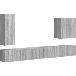 vidaXL Tv-Bänkar>Väggmonterad 6 pcs Grå Sonoma