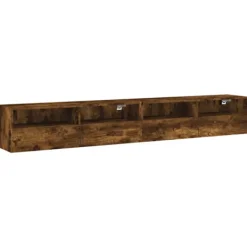 vidaXL Tv-Bänkar>Väggmonterad tv-bänk 2 st rökfärgad ek 100x30x30 cm