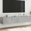 vidaXL Tv-Bänkar>Väggmonterad tv-bänk LED 2 st betonggrå 80x35x31 cm