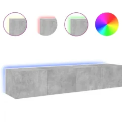 vidaXL Tv-Bänkar>Väggmonterad tv-bänk LED 2 st betonggrå 80x35x31 cm