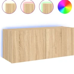 vidaXL Tv-Bänkar>Väggmonterad tv-bänk LED sonoma-ek 100x35x41 cm