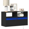 vidaXL Tv-Bänkar>Väggmonterad tv-bänk LEDs svart 80x31x45 cm