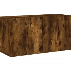 vidaXL Tv-Bänkar>Väggmonterad tv-bänk rökfärgad ek 80x30x41 cm