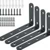 Hyllor>Väggmonterade hyllkonsoler Stämplad metallkonsol Hörnfäste för hängande hylla, 125 mm x 75 mm, rostfritt stål matt svart finish, 4 st