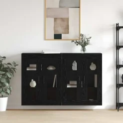 vidaXL Skåp>Väggmonterade Skåp 2 pcs Svart ek 69,5 x 34 x 90 cm