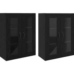 vidaXL Skåp>Väggmonterade Skåp 2 pcs Svart ek 69,5 x 34 x 90 cm