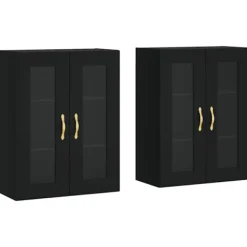 vidaXL Skåp>Väggmonterade skåp 2 st svart konstruerat trä