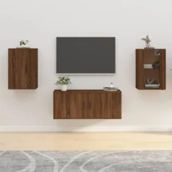 vidaXL Tv-Bänkar>Väggmonterade tv-skåp 2 st Brun ek 40x34,5x60cm