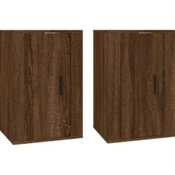 vidaXL Tv-Bänkar>Väggmonterade tv-skåp 2 st Brun ek 40x34,5x60cm
