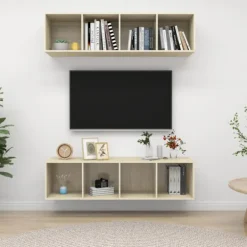 vidaXL Tv-Bänkar>Väggmonterade tv-skåp 2 st sonoma-ek konstruerat trä