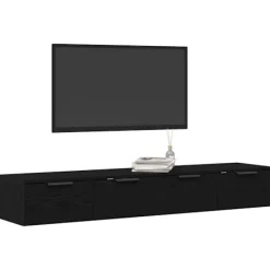 vidaXL Tv-Bänkar>Väggmonterat skåp med låda 2 pcs Svart Ek 68 x 30 x 20 cm