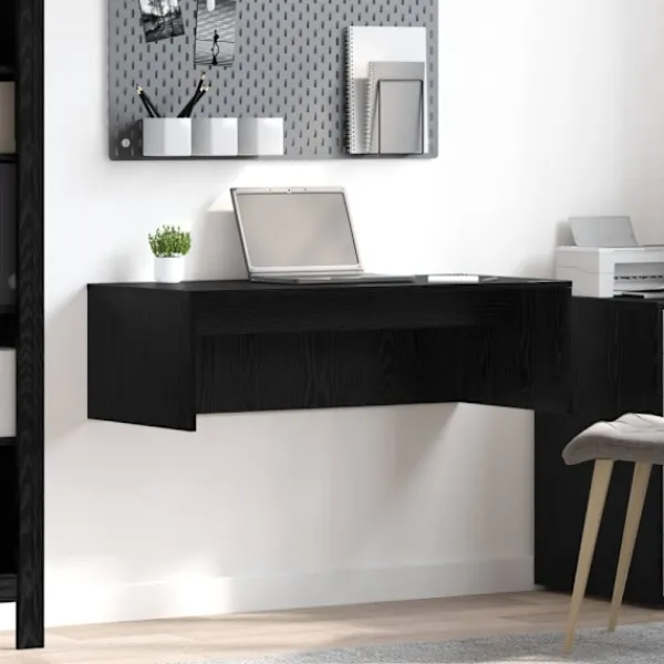 vidaXL Kontorsmöbler>Väggmonterat skrivbord Väggmonterad Svart Ek 100 x 45 x 30 cm