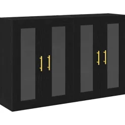 vidaXL Skåp>Väggskåp 2 pcs Svart Ek 69,5 x 34 x 90 cm Konstruerat trä