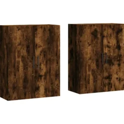 vidaXL Skåp>Väggskåp 2 st rökfärgad ek 69,5x34x90 cm
