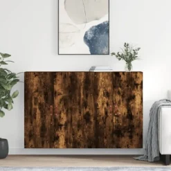 vidaXL Skåp>Väggskåp 2 st rökfärgad ek 69,5x34x90 cm