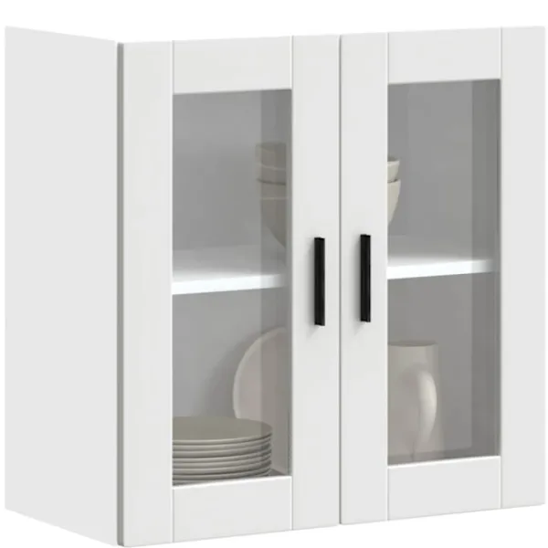 vidaXL Skåp>Väggskåp för kök med glasdörr Porto vit