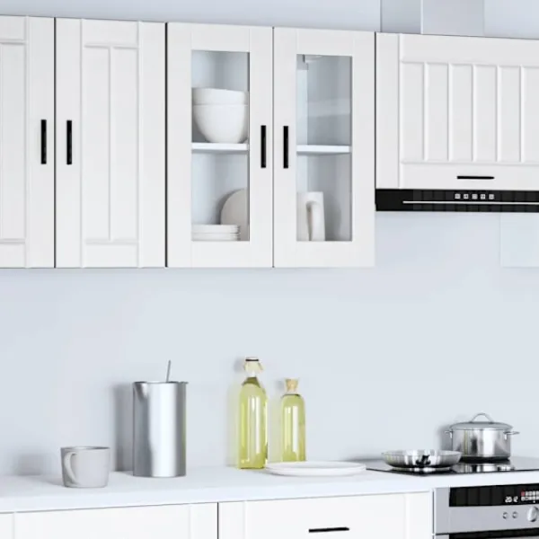 vidaXL Skåp>Väggskåp för kök med glasdörr Porto vit