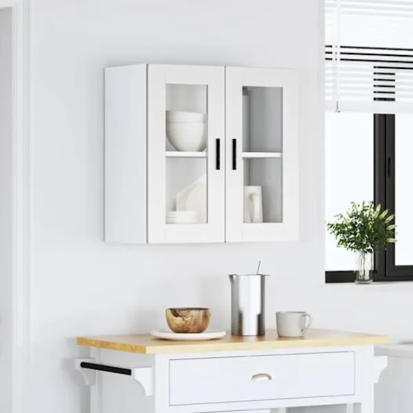 vidaXL Skåp>Väggskåp för kök med glasdörr Porto vit